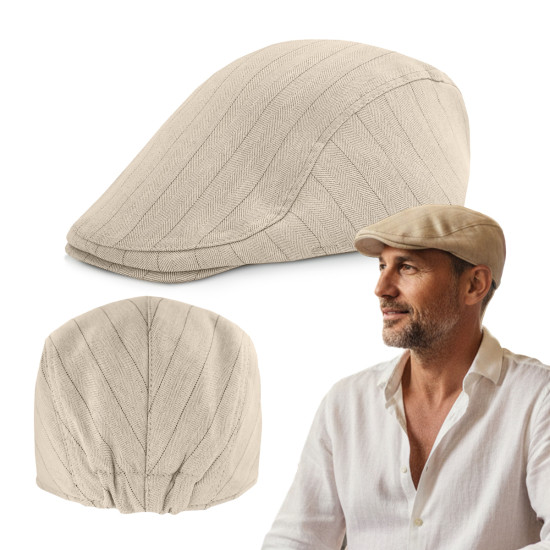KASZKIET Męski na Lato Czapka w Jodełkę Casual JASNOBEŻOWY Pako Jeans