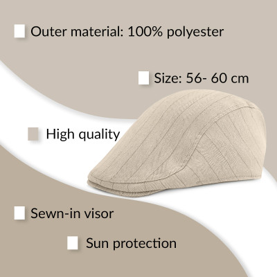 KASZKIET Męski na Lato Czapka w Jodełkę Casual JASNOBEŻOWY Pako Jeans