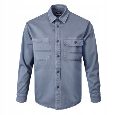 KOSZULA Męska z Długim Rękawem NALOW STALOWA Katana Regular Fit Pako Jeans - Pakojeans.pl