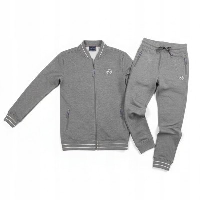 DRES Męski KOMPLET Bawełniany SZARY Bluza z Kapturem i Spodnie Ocieplane Pako Jeans - Pakojeans.pl