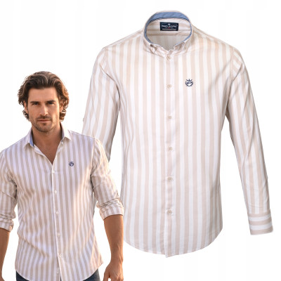 KOSZULA Męska z Długim Rękawem TIZA Bawełniana z WISKOZĄ Slim Fit Pako Jeans - Pakojeans.pl