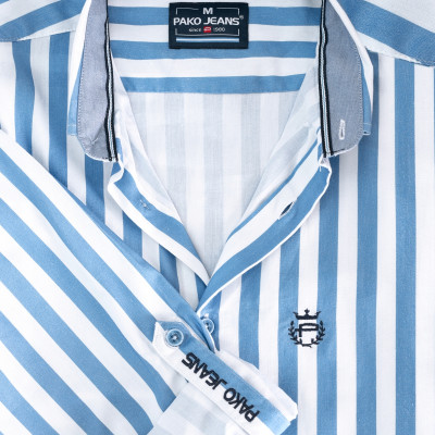 KOSZULA Męska z Długim Rękawem TIZA Bawełniana z WISKOZĄ Slim Fit Pako Jeans - Pakojeans.pl