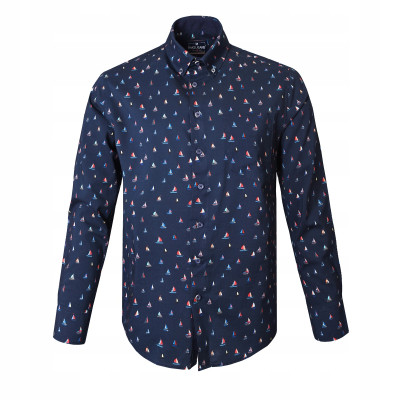 KOSZULA Męska z Długim Rękawem FLAGO Bawełniana z WISKOZĄ Regular Fit Pako Jeans - Pakojeans.pl