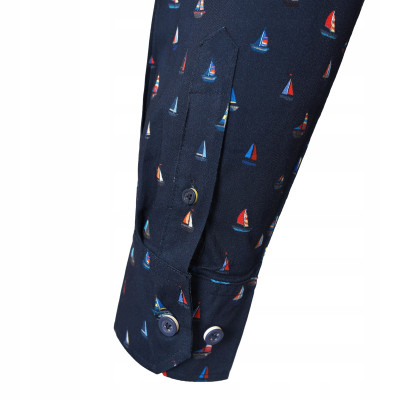 KOSZULA Męska z Długim Rękawem FLAGO Bawełniana z WISKOZĄ Regular Fit Pako Jeans - Pakojeans.pl