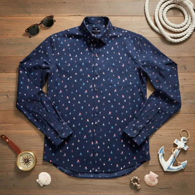 KOSZULA Męska z Długim Rękawem FLAGO Bawełniana z WISKOZĄ Regular Fit Pako Jeans - Pakojeans.pl