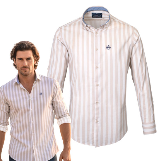 KOSZULA Męska z Długim Rękawem TIZA Bawełniana z WISKOZĄ Slim Fit Pako Jeans - Pakojeans.pl