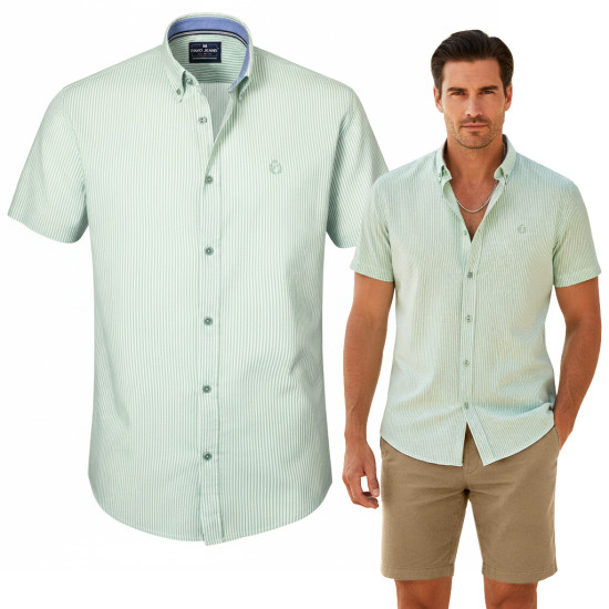 KOSZULA Męska z Krótkim Rękawem AKAI Bawełniana z WISKOZĄ Slim Fit Pako Jeans