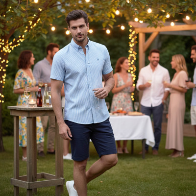 KOSZULA Męska z Krótkim Rękawem AKAI Bawełniana z WISKOZĄ Slim Fit Pako Jeans - Pakojeans.pl