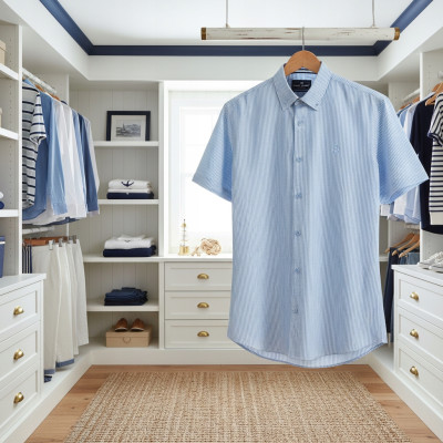 KOSZULA Męska z Krótkim Rękawem AKAI Bawełniana z WISKOZĄ Slim Fit Pako Jeans - Pakojeans.pl