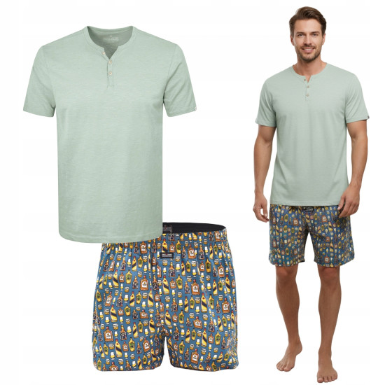 PIŻAMA Męska BAWEŁNIANA Zestaw T-shirt Krótki Rękaw i Szorty Pako Jeans - Pakojeans.pl