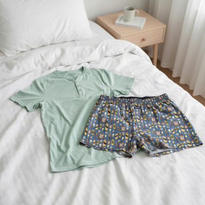 PIŻAMA Męska BAWEŁNIANA Zestaw T-shirt Krótki Rękaw i Szorty Pako Jeans - Pakojeans.pl