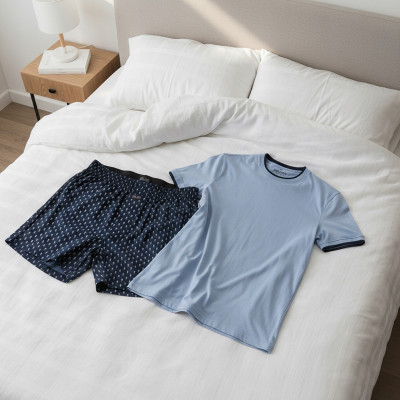 PIŻAMA Męska BAWEŁNIANA Zestaw T-shirt Krótki Rękaw i Szorty Pako Jeans - Pakojeans.pl