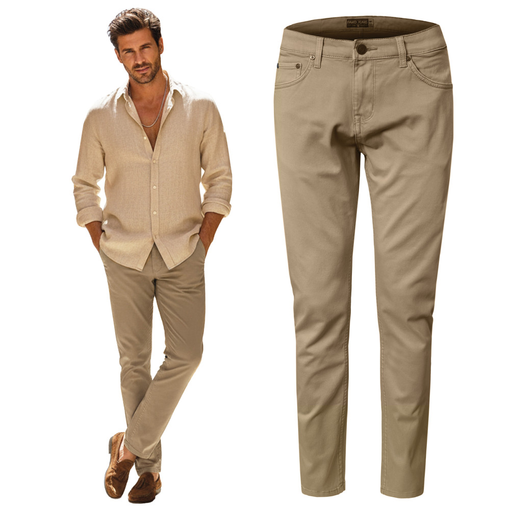 SPODNIE Męskie TWILLOWE Bawełniane PERS BEŻOWE Regular Pako Jeans - Pakojeans.pl