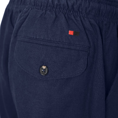 SZORTY Spodenki LNIANE Męskie z Wiskozą na Lato TAPE GRANATOWE Pako Jeans - Pakojeans.pl