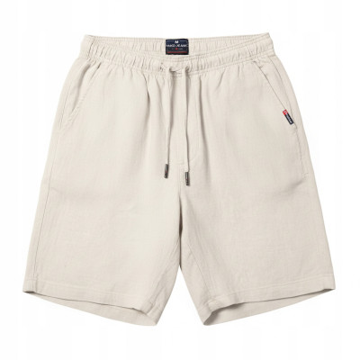 SZORTY Spodenki LNIANE Męskie z Wiskozą na Lato TAPE BEŻOWE Pako Jeans - Pakojeans.pl