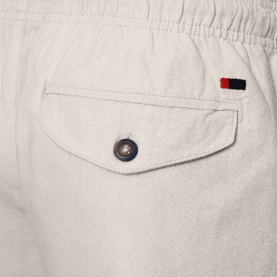 SZORTY Spodenki LNIANE Męskie z Wiskozą na Lato TAPE BEŻOWE Pako Jeans - Pakojeans.pl