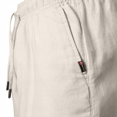 SZORTY Spodenki LNIANE Męskie z Wiskozą na Lato TAPE BEŻOWE Pako Jeans - Pakojeans.pl