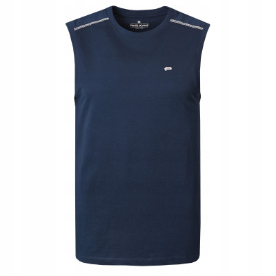 BEZRĘKAWNIK Męski Koszulka T-shirt RABINO GRANATOWY Bawełniany Pako Jeans - Pakojeans.pl
