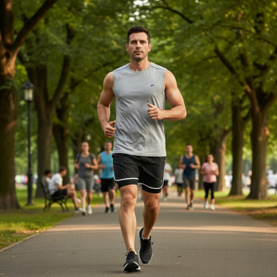 BEZRĘKAWNIK Męski Koszulka T-shirt RABINO SZARY Melanż Bawełniany Pako Jeans - Pakojeans.pl
