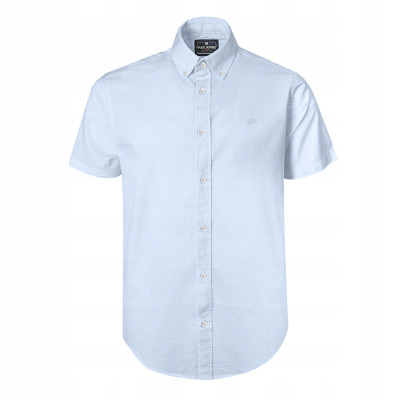 KOSZULA Męska z Krótkim Rękawem LOREN Błękitna LNIANA Regular Fit Pako Jeans - Pakojeans.pl