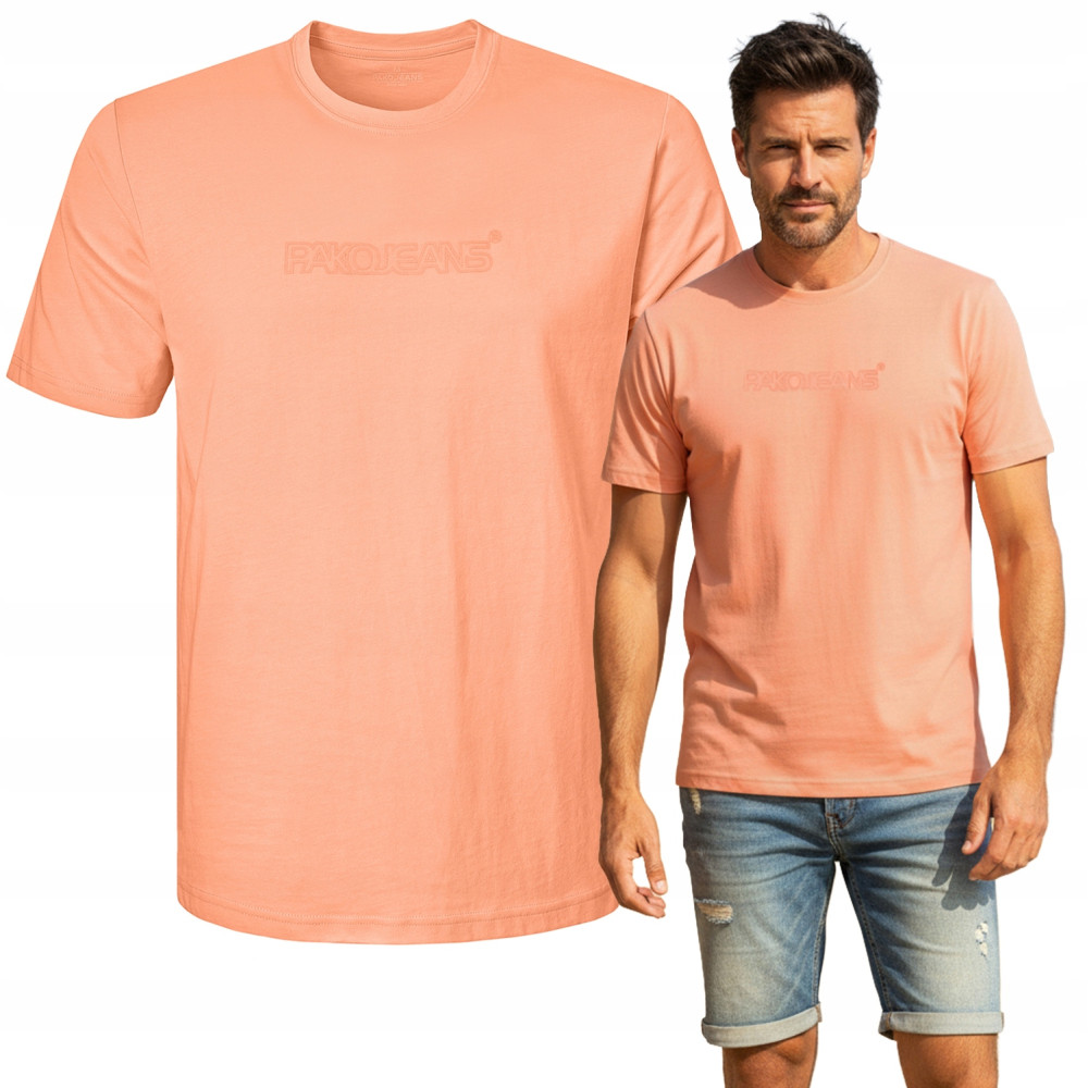 T-SHIRT Męski Koszulka POMARAŃCZOWA Bawełniana BADOS Pako Jeans - Pakojeans.pl