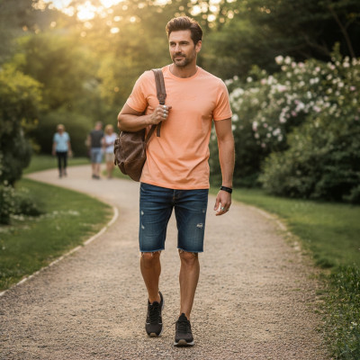 T-SHIRT Męski Koszulka POMARAŃCZOWA Bawełniana BADOS Pako Jeans - Pakojeans.pl