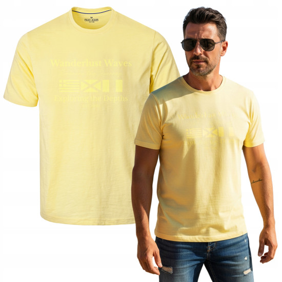 T-SHIRT Męski Koszulka z Nadrukiem ŻÓŁTA Bawełniana LUST Pako Jeans - Pakojeans.pl