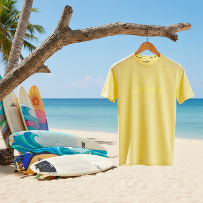 T-SHIRT Męski Koszulka z Nadrukiem ŻÓŁTA Bawełniana LUST Pako Jeans - Pakojeans.pl