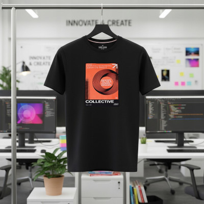 T-SHIRT Męski Koszulka z Nadrukiem CZARNA Bawełniana SIGIN Pako Jeans - Pakojeans.pl