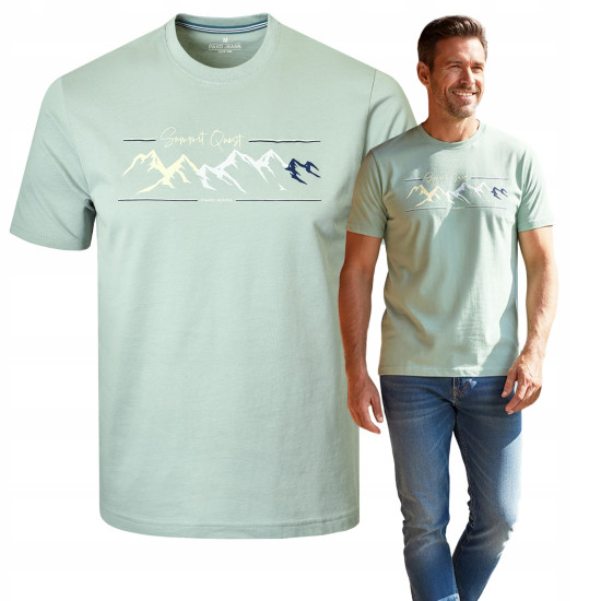 T-SHIRT Męski Koszulka z Nadrukiem MIĘTOWA Bawełniana ROCK Pako Jeans