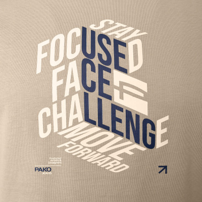 T-SHIRT Męski Koszulka z Nadrukiem BEŻOWA Bawełniana WALLS Pako Jeans - Pakojeans.pl