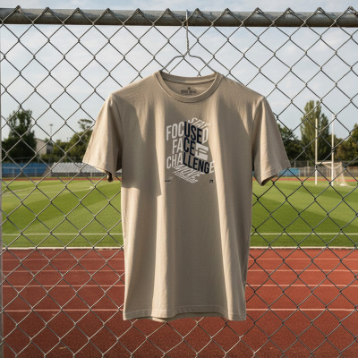 T-SHIRT Męski Koszulka z Nadrukiem BEŻOWA Bawełniana WALLS Pako Jeans - Pakojeans.pl