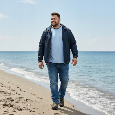 KURTKA Męska Przejściowa WODOODPORNA z Kapturem RELAND GRANATOWA Pako Jeans - Pakojeans.pl