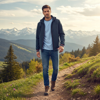 KURTKA Męska Przejściowa WODOODPORNA z Kapturem RELAND GRANATOWA Pako Jeans - Pakojeans.pl