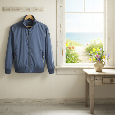 KURTKA Męska Przejściowa WODOODPORNA bez Kaptura CALUM NIEBIESKA Pako Jeans - Pakojeans.pl