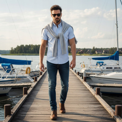 Elegancki zestaw prezentowy dla mężczyzny - koszula i sweter Pako Jeans - Pakojeans.pl