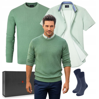 Elegancki zestaw prezentowy dla mężczyzny - koszula i sweter Pako Jeans - Pakojeans.pl