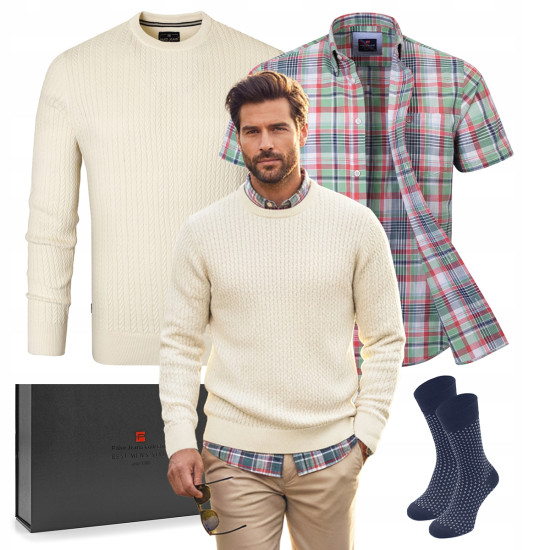 Elegancki zestaw prezentowy dla mężczyzny - koszula i sweter Pako Jeans - Pakojeans.pl