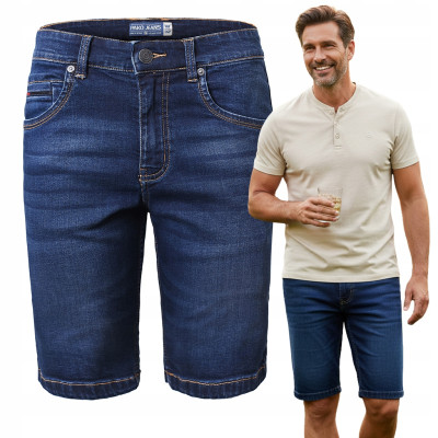SPODENKI Jeansowe Męskie Krótkie Szorty Denim OMARI GRANATOWE Pako Jeans - Pakojeans.pl