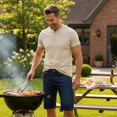 SPODENKI Jeansowe Męskie Krótkie Szorty Denim OMARI GRANATOWE Pako Jeans - Pakojeans.pl