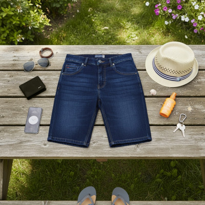 SPODENKI Jeansowe Męskie Krótkie Szorty Denim OMARI GRANATOWE Pako Jeans - Pakojeans.pl