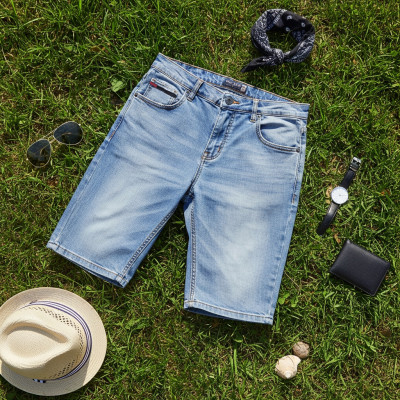 SPODENKI Jeansowe Męskie Krótkie Szorty Denim OMARI BŁĘKITNE Pako Jeans - Pakojeans.pl