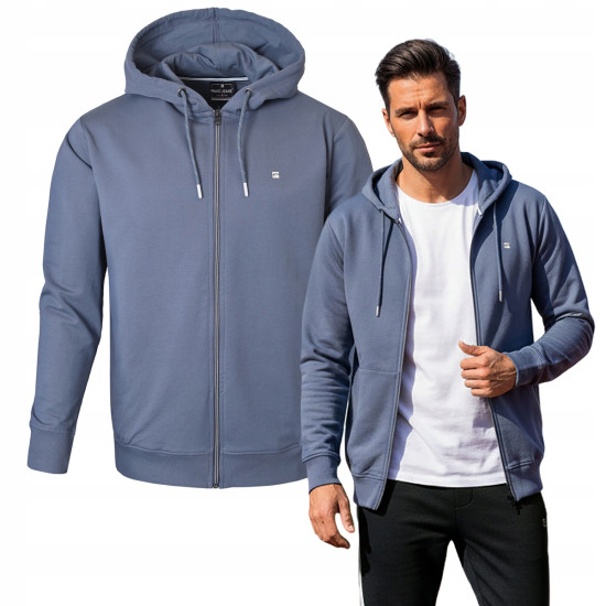 BLUZA Męska Rozpinana z Kapturem Nieocieplana na Lato AVY STALOWA Pako Jeans - Pakojeans.pl