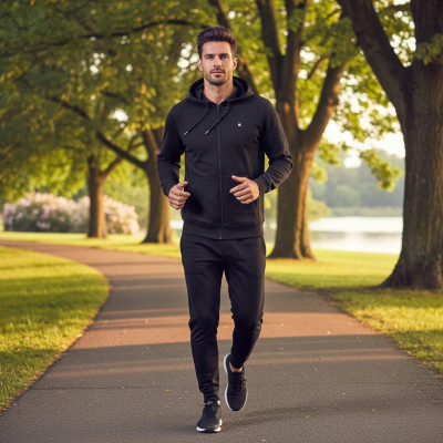 BLUZA Męska Rozpinana z Kapturem Nieocieplana na Lato AVY CZARNA Pako Jeans - Pakojeans.pl