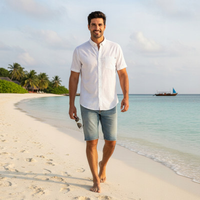 KOSZULA Męska z Krótkim Rękawem LENT BIAŁA Bawełniana Slim Fit Pako Jeans - Pakojeans.pl