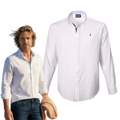 KOSZULA Męska z Długim Rękawem VUENTO BIAŁA Bawełniana Regular Fit Pako Jeans - Pakojeans.pl