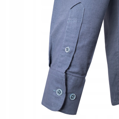 KOSZULA Męska z Długim Rękawem SERRAT Stalowa LNIANA Regular Fit Pako Jeans - Pakojeans.pl