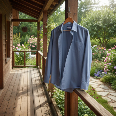 KOSZULA Męska z Długim Rękawem SERRAT Stalowa LNIANA Regular Fit Pako Jeans - Pakojeans.pl