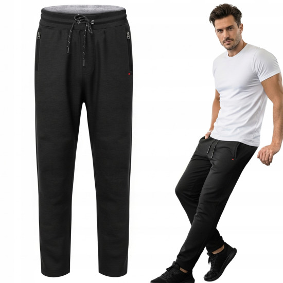 SPODNIE DRESOWE Męskie Długie Sportowe Nieocieplane LAPAL CZARNE Pako Jeans - Pakojeans.pl