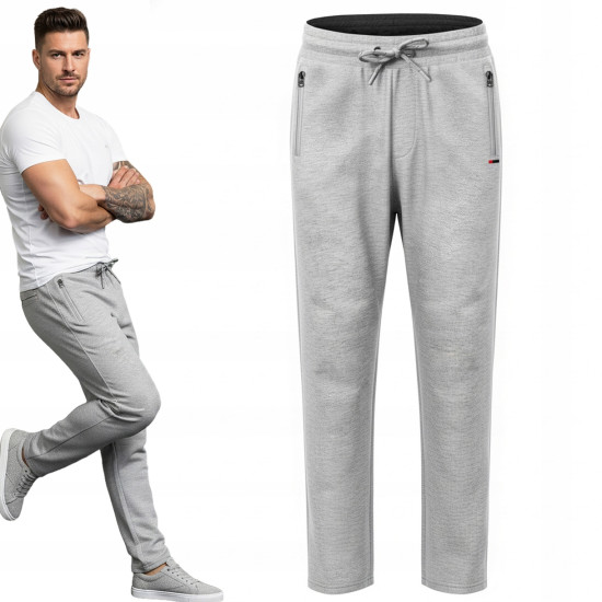 SPODNIE DRESOWE Męskie Długie Sportowe Nieocieplane LAPAL SZARE Pako Jeans - Pakojeans.pl